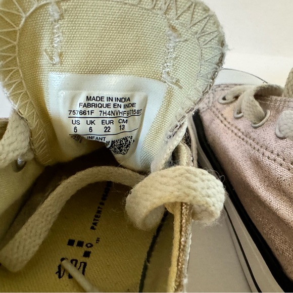 Rose gold metallic shiny pink toddler converse size6 - Picture 7 of 8